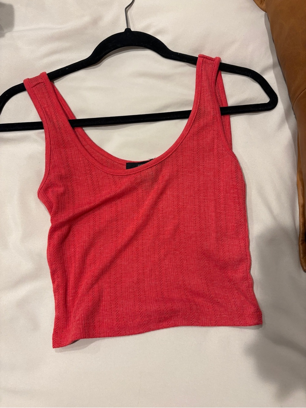 Forever 21 Coral Ribbed Crop Tank